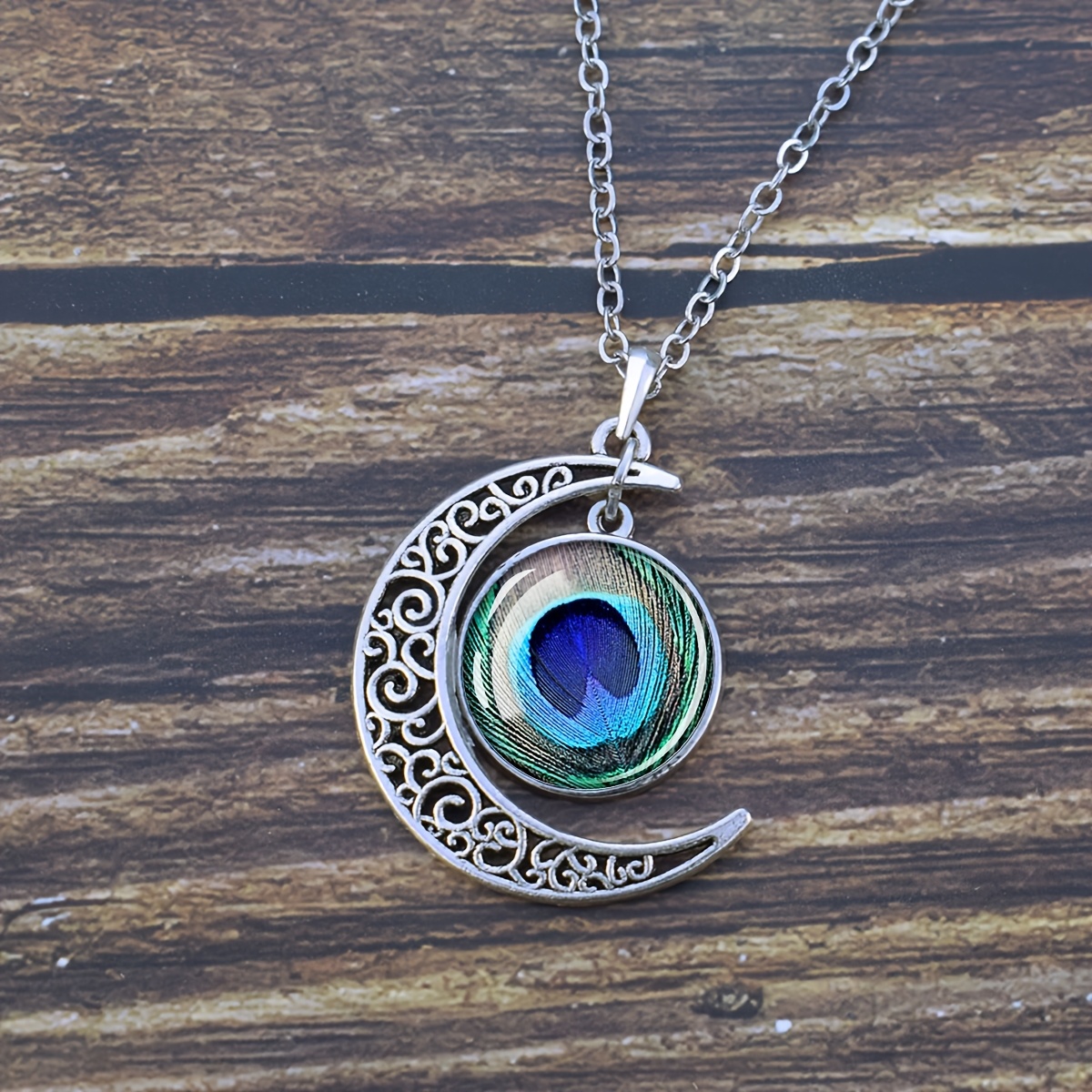Crescent Moon Necklace Elegant Glass Pendant Charm